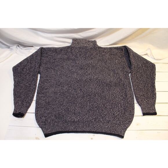 The Great Plains Men's L Blue White 1/4 Zip LS Sweater Cotton Preppy Classic - Picture 7 of 13